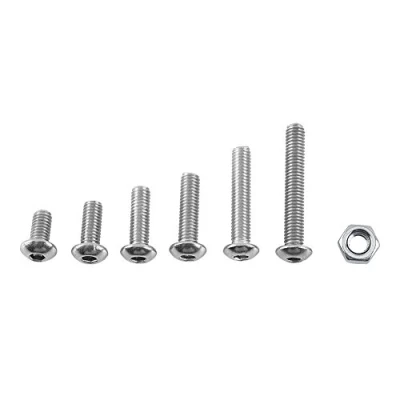 Image of Hilitand 250pcs M3 A2 Stainless Steel Hex Socket Screws Bolt with Nuts Fastener Assortment Kit (B: Button Head)