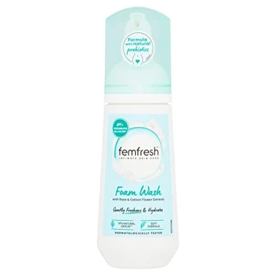 Image of Femfresh Pure Freshness &amp; Hydration Daily Intimate Foam Wash Fragrance Free Feminine Hygiene Shower with Rose Cotton Flower Extracts pH Balanced, Soap 150ml