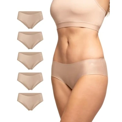 Image of DANISH ENDURANCE 5 pack Women&#039;s Invisible Hipster Panties, Sport Knickers, No Show Underwear Beige L