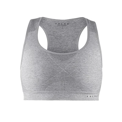 Image of FALKE Women&#039;s Madison Melange Low Support Sports Bra, Breathable Quick Dry, Grey (Grey Heather 3757), XS (1 piece)