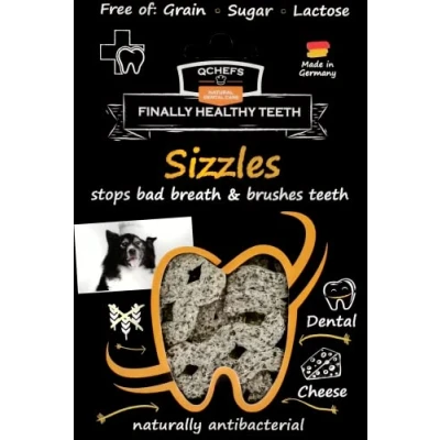Image of Qchefs Sizzles Dogs Dental Care Snack Chews against Bad Breath &amp; Gingivitis Scaler treat Cheese naturally antibacterial…