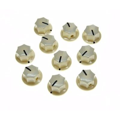 Image of Dopro 10pcs Aged White Mini MXR Style Skirted AMP Knob Brass Insert Effect Pedal Knobs