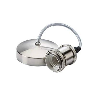 Image of KnightsBridge 6&quot; E27 Vintage Pendant Set Brushed Chrome