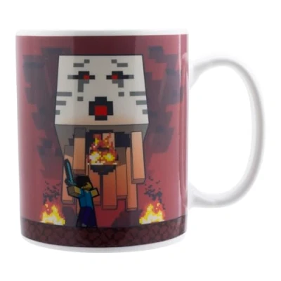 Image of Paladone Minecraft Nether and Steve Heat Change Mug, Officially Licensed Ceramic Coffee Cup Transforms with Hot Drinks, Gaming Gift, Pop Culture Merchandise, 300 ml (10 fl oz)