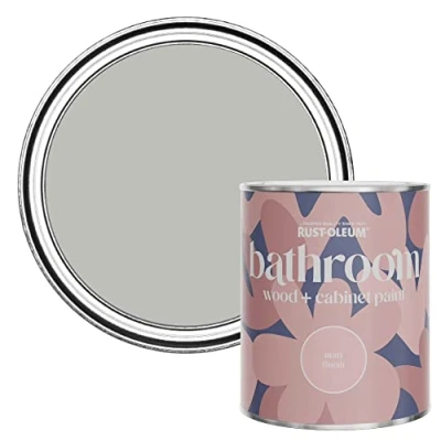 Image of Rust Oleum Grey Moisture Resistant Bathroom Wood and Cabinet Paint in Matt Finish FLINT 750ML