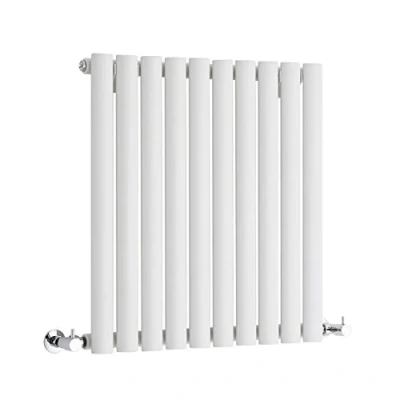 Image of Milano Aruba White Horizontal Single Oval Panel Radiator 635mm x 595mm