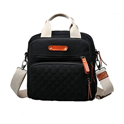Image of LCY Quality Canvas Designer Organizer Mini Fashion Multi function Baby Nappy Changing Bag Tote Messenger Backpack Black