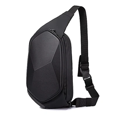 Image of BANGE Sling Bag Waterproof Safe Protect Shell Crossbady Backpack, Biking Hiking Travel Shoulder (Black Large), Black Large, Large
