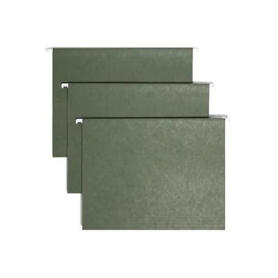 Image of Smead Hanging File Folder with Tab, 1/5 Cut Adjustable Letter Size, Standard Green, 25 per Box (64055)