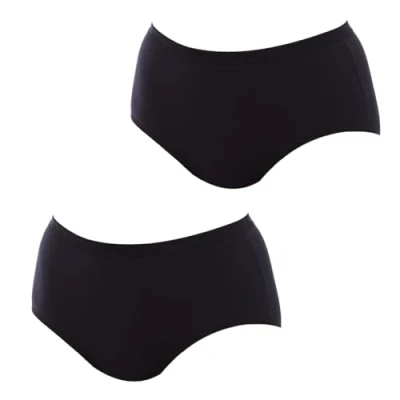 Image of Playtex Womens Pack 2 Organic Bio Midi Panties P0AZK women Black Cotton Size Medium