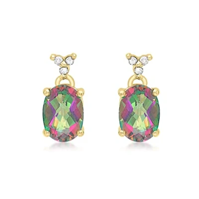 Image of Carissima Gold Women&#039;s 9ct Yellow Diamond and Mystic Topaz Drop Earrings