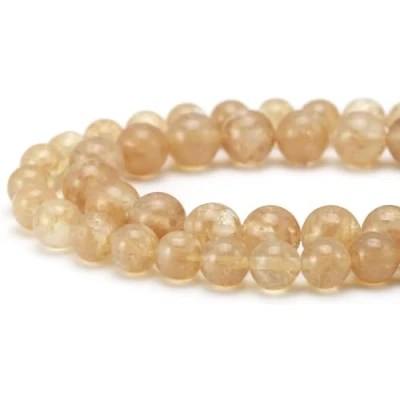Image of Natural Crystal Beads for Jewelry Making,6mm Gold Rutilated Quartz Polished Round Smooth Stone Beads,Genuine Real Bracelet Necklace 15 Inch(Gold Quartz,6mm)
