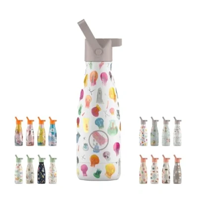 Image of Cool Bottles Thermos Flask for Children 260 ml Crazy Skulls Stainless Steel Water Bottle Cold Drinks 36 Hours and Hot 18 Colour Embossing BPA Free