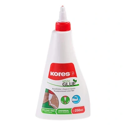 Image of Kores Strong Hold White Adhesive Liquid Craft Glue for Kids and Adults, Safe Non Toxic, Arts Crafts, School Office Supplies, Pack of 1 x 250ml, PVA