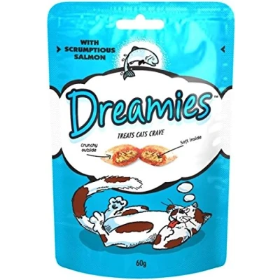 Image of Dreamies Cat Treats with Scrumptious Salmon (60g) Pack of 6