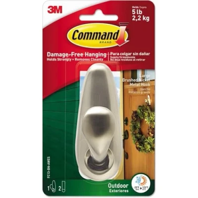 Image of Command Hook Forever Classic Holds Up To 5 Lb Large Brushed Nickel 2 Strips