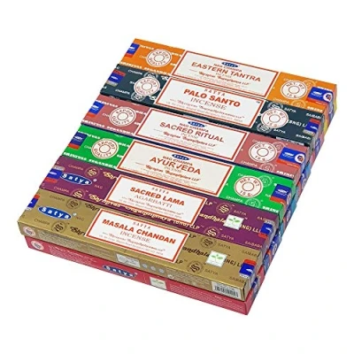 Image of Genuine Nag Champa Pack of 12: champa, Soul Searcher, Super Hit, Path Breaker, Tree Life, Sandalwood, Seven Chakra, Aromatic Frankincense, Divine Karma, Gold Gleam, Indian Rose, Silver Spirit