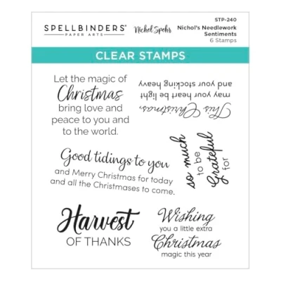 Image of Spellbinders STP 240 Nichol&#039;s Needlework Sentiments Clear Stamp Set from The Collection by Nichol Spohr