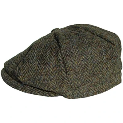 Image of Harris Tweed Bakerboy Cap (58cm, Green Mix)