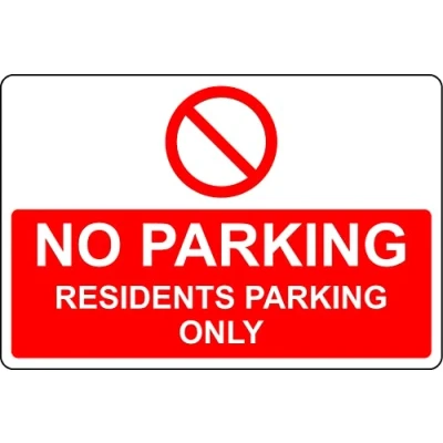 Image of No parking resident sparking only Safety sign 3mm Aluminium (400mm x 300mm)