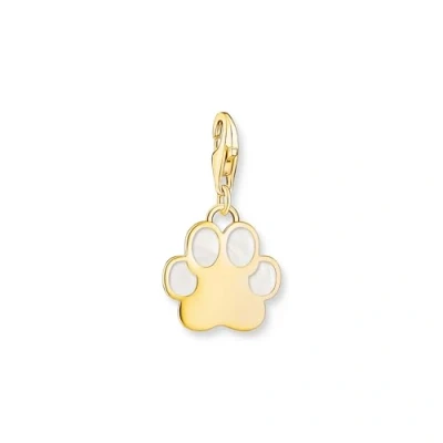 Image of Thomas Sabo Women Charm Pendant Dog paw with Cold Enamel Yellow Gold Plated 925 Sterling Silver, 18K Plating, 2014 427 39