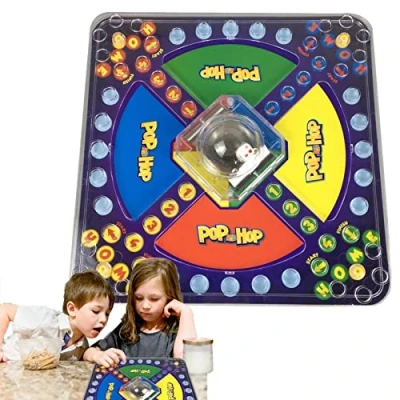 Image of 2 Pieces Pop n Hop Board Game, Go Race Game for 4 Players, Racing and Chasing to Base Family Fun Games, Kids Trivial Pursuit Popping Dice Toy