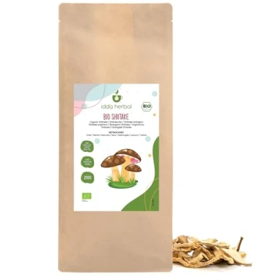 Image of Organic Shiitake Mushrooms (200g, 7oz), Dried Mushrooms, from Cultivation, 100% Natural and Pure, Vegan