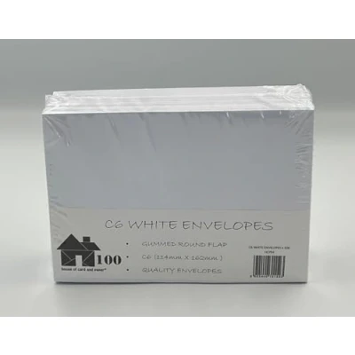 Image of House of Card &amp; Paper C6 Envelope White Pack 100, HCP94