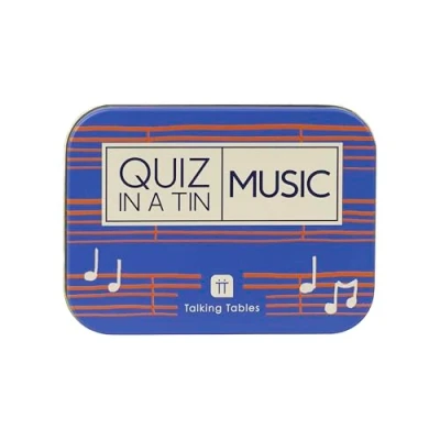 Image of Talking Tables Music Trivia Quiz Game, Secret Santa, Present, Question Cards after Dinner Party, Fun Travel Pocket Games for Kids, Adults, Card Games, Ages 14+
