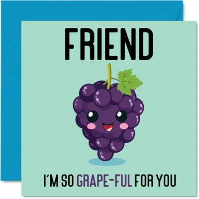 Image of Thank You Cards for Friend Grape Ful Funny Happy Birthday Card Friends from Best Friend, Gifts, 145mm x Joke Greeting Women Men
