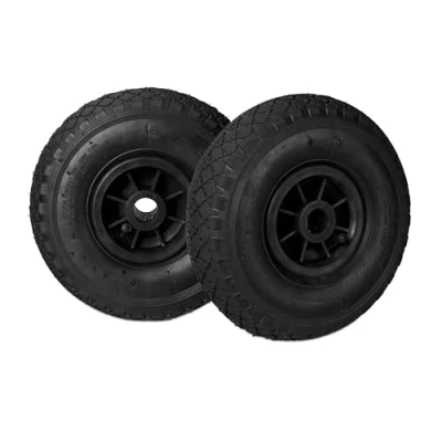 Image of Relaxdays Hand Truck Wheels Set of 2, 3.00 4, Pneumatic Spare Tyres with Plastic Rims, 260x85 mm, Ø 25mm Axis, Black, Rubber, Pack 2