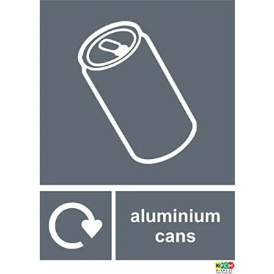 Image of Aluminium can Recycling bin Sign/Sticker Self Adhesive Vinyl 150mm x 100mm