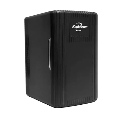 Image of Koolatron Retro Mini Fridge For Bedrooms 6L Small 8 Can Table Top 12v Portable Cooler Warmer Refrigerator Quiet Fridges Skincare Food Drinks Kids Home Car &amp; Travel Black