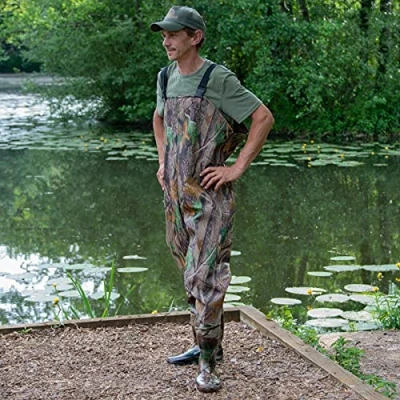 Image of DNA Leisure Mens PVC Camo Colour Waterproof Chest Waders For Flood Work Carp Fly Fishing Sizes 7 8 9 10 11 12 (EU Size: 45 UK Size:11)