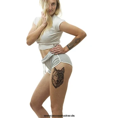 Image of 2 x Wolf XL Tattoo Faces Black Body Temporary LC607 (2)