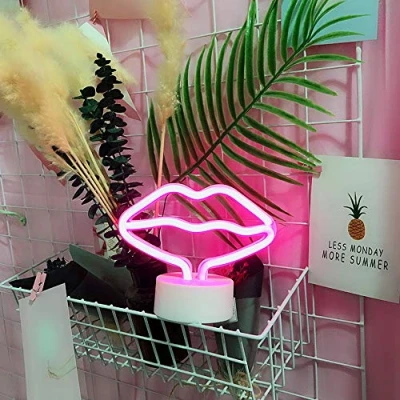 Image of NIWWIN Neon Light Sign LED Wall Decor Night USB/Battery Operated for Christmas Birthday Gift Party Kids Living Room Wedding (Lip)
