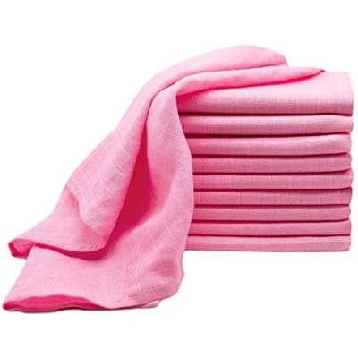 Image of Dudu N Girlie 6pk Baby Muslin Squares Burp Cloths 100% Pure Soft Cotton 70x70cm, White and Pink