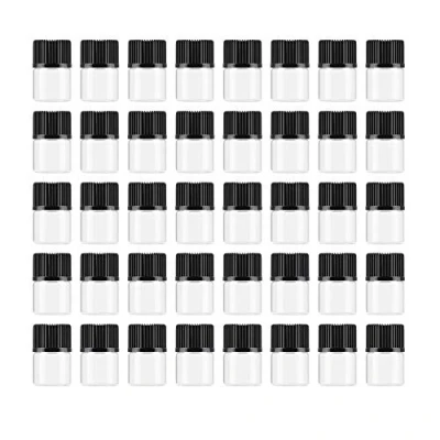 Image of Enslz 50Pcs Clear Sample Glass Bottles Mini 1ml 1/4Dram Essential Oils Vials with Orifice Reducer Perfume Cosmetics Lotion Jars Container (Transparent, 1ml)