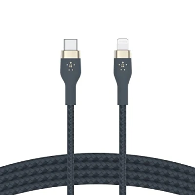 Image of Belkin BoostCharge Pro Flex Braided USB Type C to Lightning Cable (1M/3.3FT), MFi Certified 20W Fast Charging PD Power Delivery for iPhone 14/14 Plus, 13, 12, Pro, Max, Mini, SE, iPad and More Blue