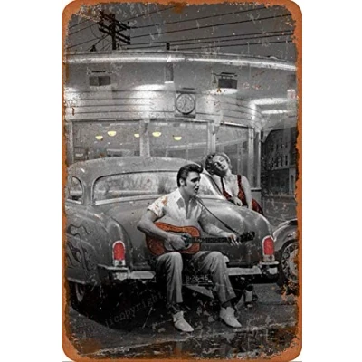 Image of Cimily Legendary Crossroads Marilyn Monroe Elvis Presley Tin Retro Sign Vintage Poster Plaque Wall Decor for Bar Cafe Garden Bedroom Office Hotel 20x30 Cm