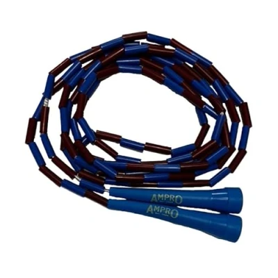 Image of AMPRO Classico 10ft Adjustable Beaded Jump Rope Burgundy/Blue/Yellow Skipping Rope/Boxers/Boxing/Freestyle/MMA/Fitness/Exercise