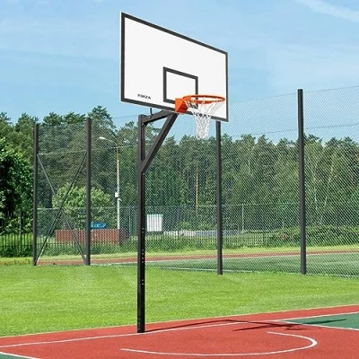 Image of FORZA ALU80 Socketed Basketball Unit 2x Board Sizes Heavy Duty Inground Hoop (Practice (48in x 36in) With Ground Socket, Pole Padding)