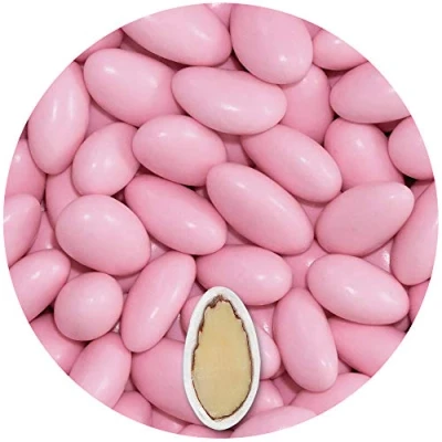 Image of EinsSein 0,5kg Sugared Almonds Gracile midi pink glossy Wedding sugar sweets almond dragees baptism dragee cake balls candy coated sweet for weddings favours gift box sugred fillers chocolate