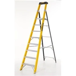 Image of Climb It Glass Fibre Platform Stepladder; 8 Tread; 150kg; Yellow/Black
