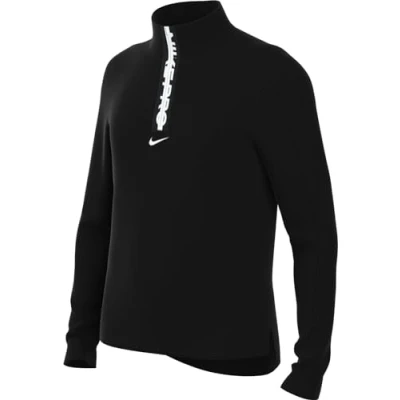 Image of Nike Girl&#039;s Top G Nk Df Ls Hz Se+, Black/White, FN9025 010, L
