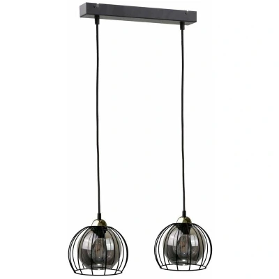 Image of Solo Bar Pendant Ceiling Light Black, 50cm, 2x E27