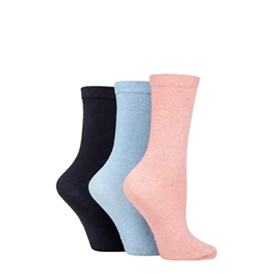 Image of Women&#039;s 3 Pair SOCKSHOP TORE 100% Recycled Plain Cotton Socks Assorted 4 8 Ladies