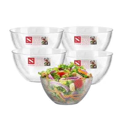 Image of HOMESHOPA Serving Bowls, 5 Pack 30 oz Clear Plastic Mixing Reusable Lightweight Durable Popcorn Salad Round Multi Use Kitchen Cooking Bowl Set for Party, Picnic, Outdoor Dining