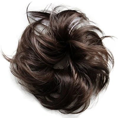 Image of CAISHA Scrunchy Updo Hairpiece Ponytail Extensions Wavy Messy Bun Brown G2C