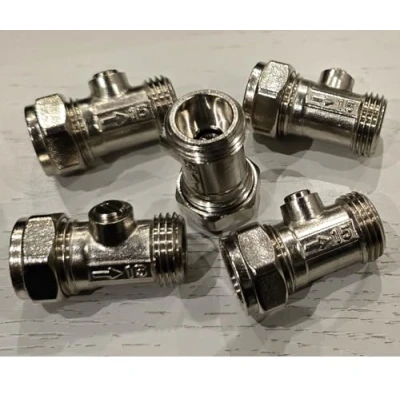 Image of TC Chrome 15mm Isolation Valve Bolofix x 1/2&quot; Male Iron Flat Faced Slotted Isolating for Flexible Tap Connector Hose Pipes Pack of 5